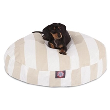 Majestic Pet Vertical Stripe Sand Small Round Dog Bed 78899550706